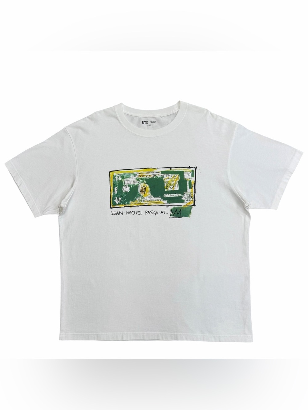 Uniqlo Jean Michel Basquiat Money Dollar Bill White Short Sleeve T Shirt Size XL